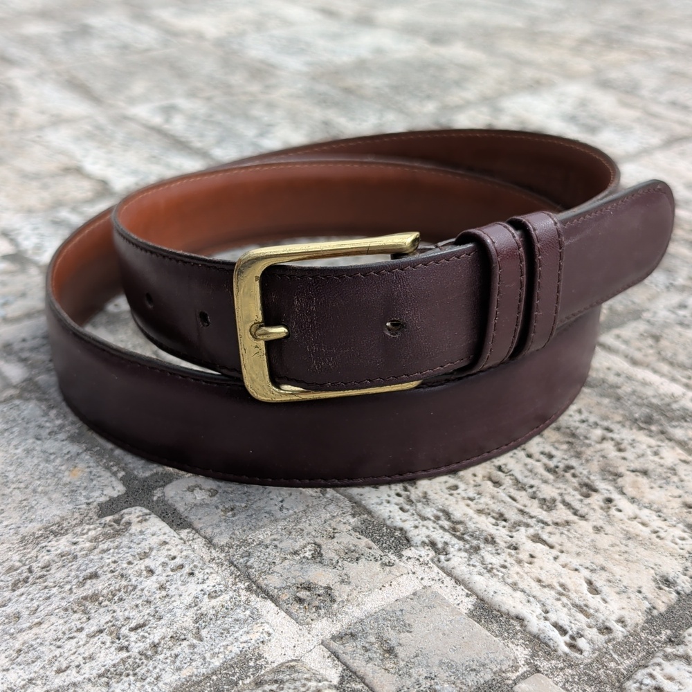 Vintage COACH 5800 Burgundy Leather Belt Sz 38 95 Md in USA Leather Brass Unisex